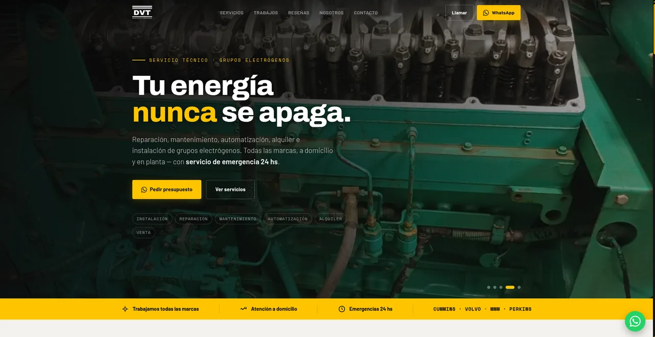 Sitio de DVT Grupos Electrógenos en escritorio